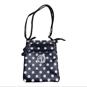 Crossbody Purse Small Black White Multi Compartments Zip